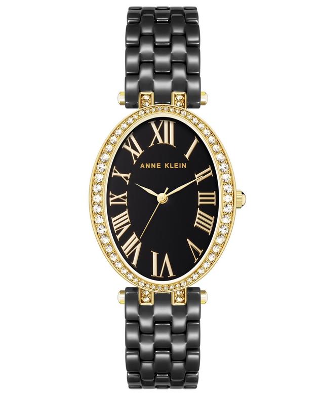 Anne Klein Womens Three-Hand Quartz Black Ceramic Bracelet Watch, 27mm - Gold-Tone Product Image