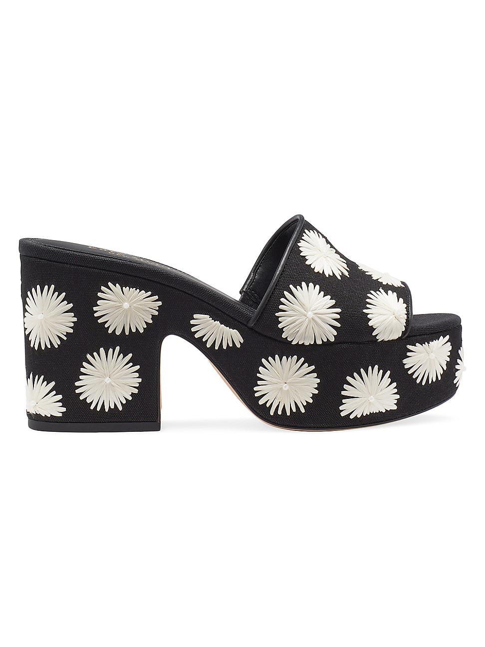 Womens Ibiza Pom-Pom Floral Slides Product Image