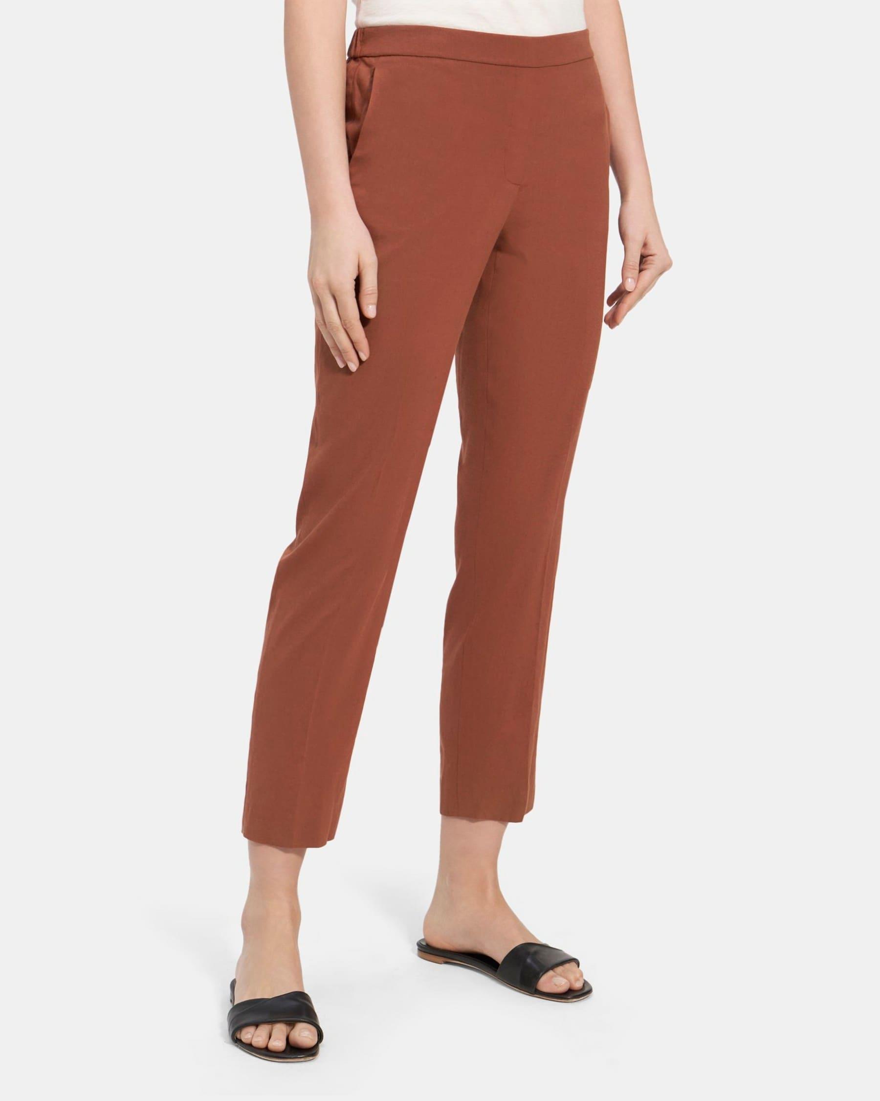 Slim Cropped Pull-On Pant in Linen Product Image