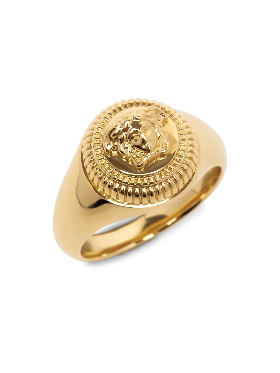 Mens Goldtone Medusa Signet Ring Product Image