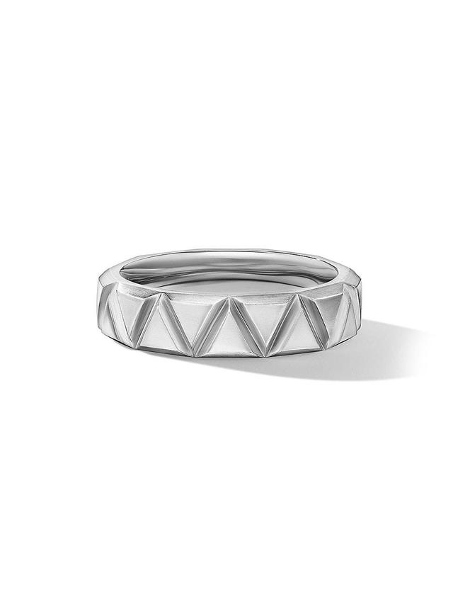 Mens Faceted Triangle Band Ring in Sterling Silver, 6MM Product Image