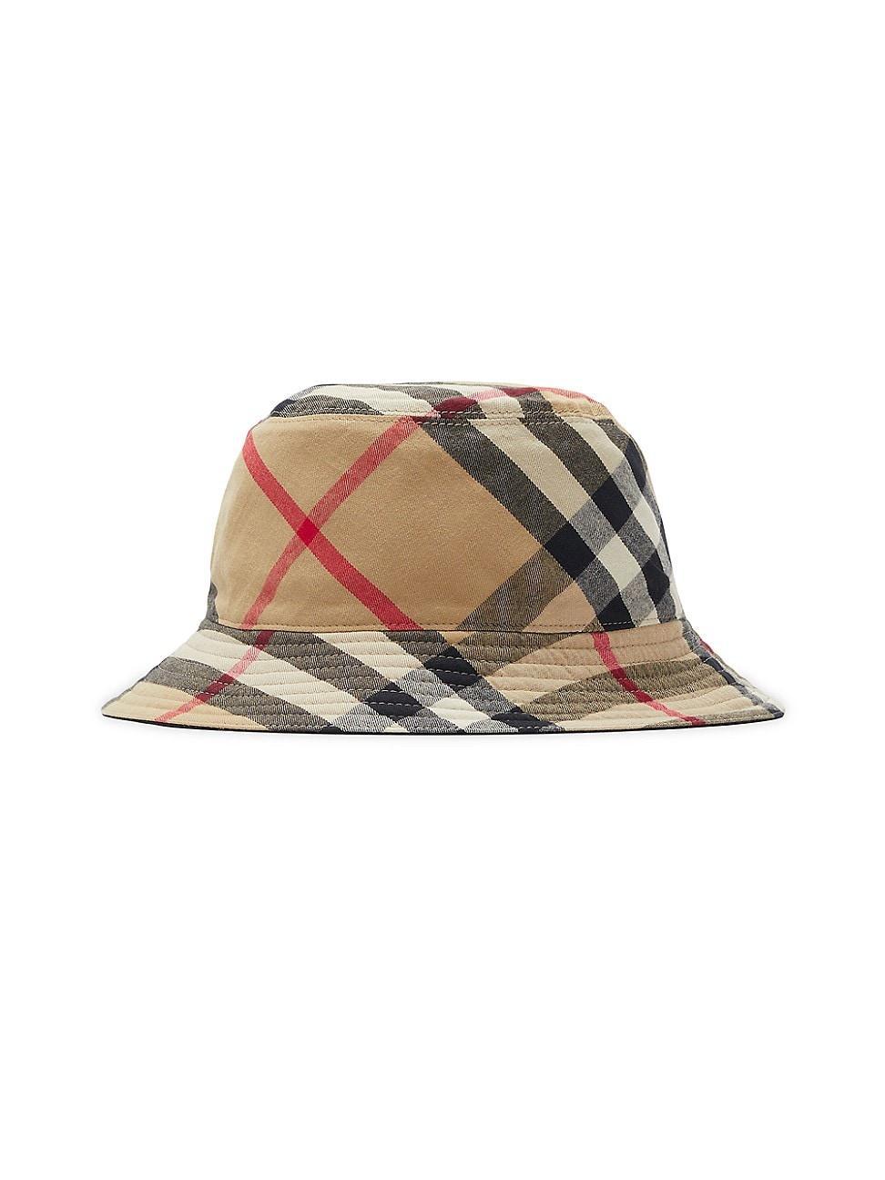 Mens Reversible Check Cotton Bucket Hat Product Image