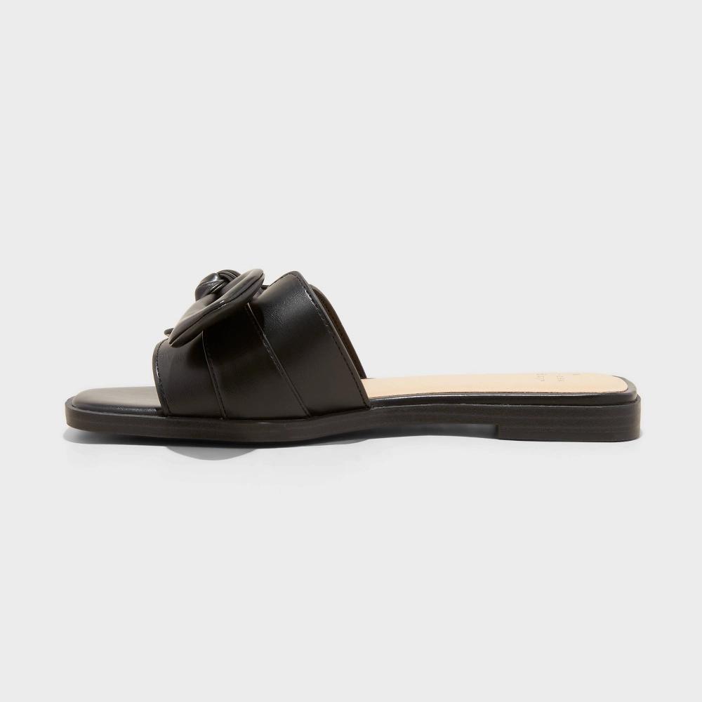 Womens Maple Knotted Bow Slide Sandals - A New Day Black 9 Product Image