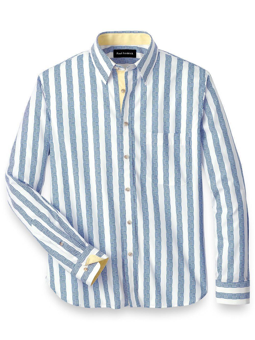 Slim Fit Cotton Stripe Print Casual Shirt Product Image