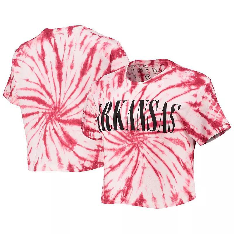 Womens Pressbox Cardinal Arkansas Razorbacks Showtime Tie-Dye Crop T-Shirt Product Image