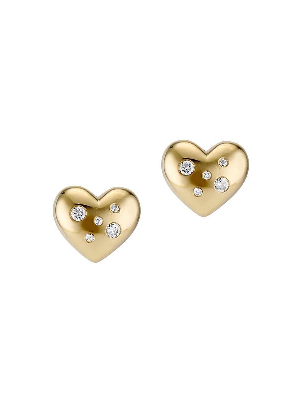 Womens Prism Large 18K Yellow Gold & 0.33 TCW Diamond Puffy Heart Stud Earrings Product Image