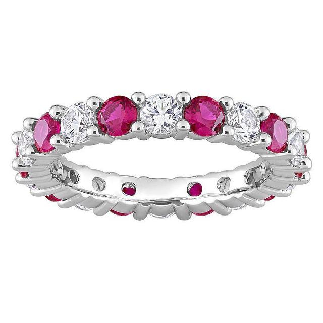 Stella Grace Sterling Silver Lab-Created Ruby & Lab-Created White Sapphire Eternity Ring, Womens Product Image