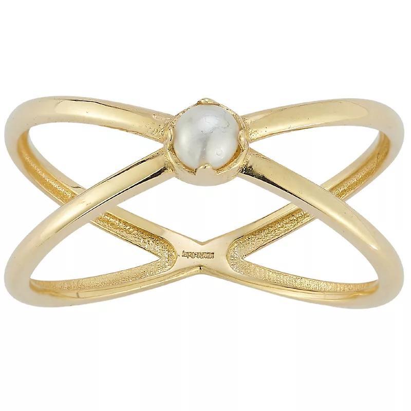 LUMINOR GOLD 14k Gold Freshwater Cultured Pearl Criss Cross Ring, Womens Product Image