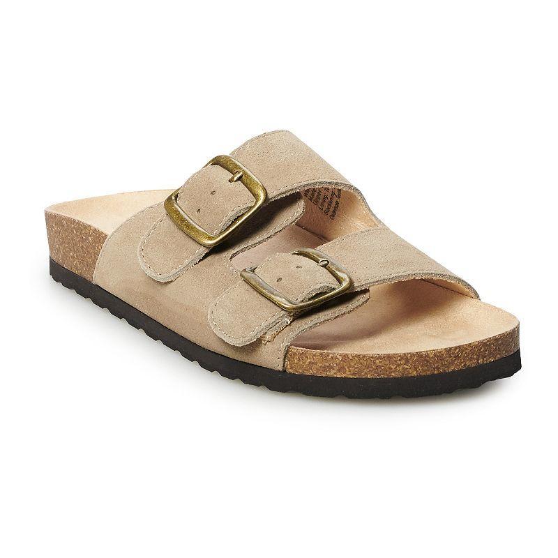 Sonoma Goods For Life Artwork Womens Leather Sandals Brown Product Image