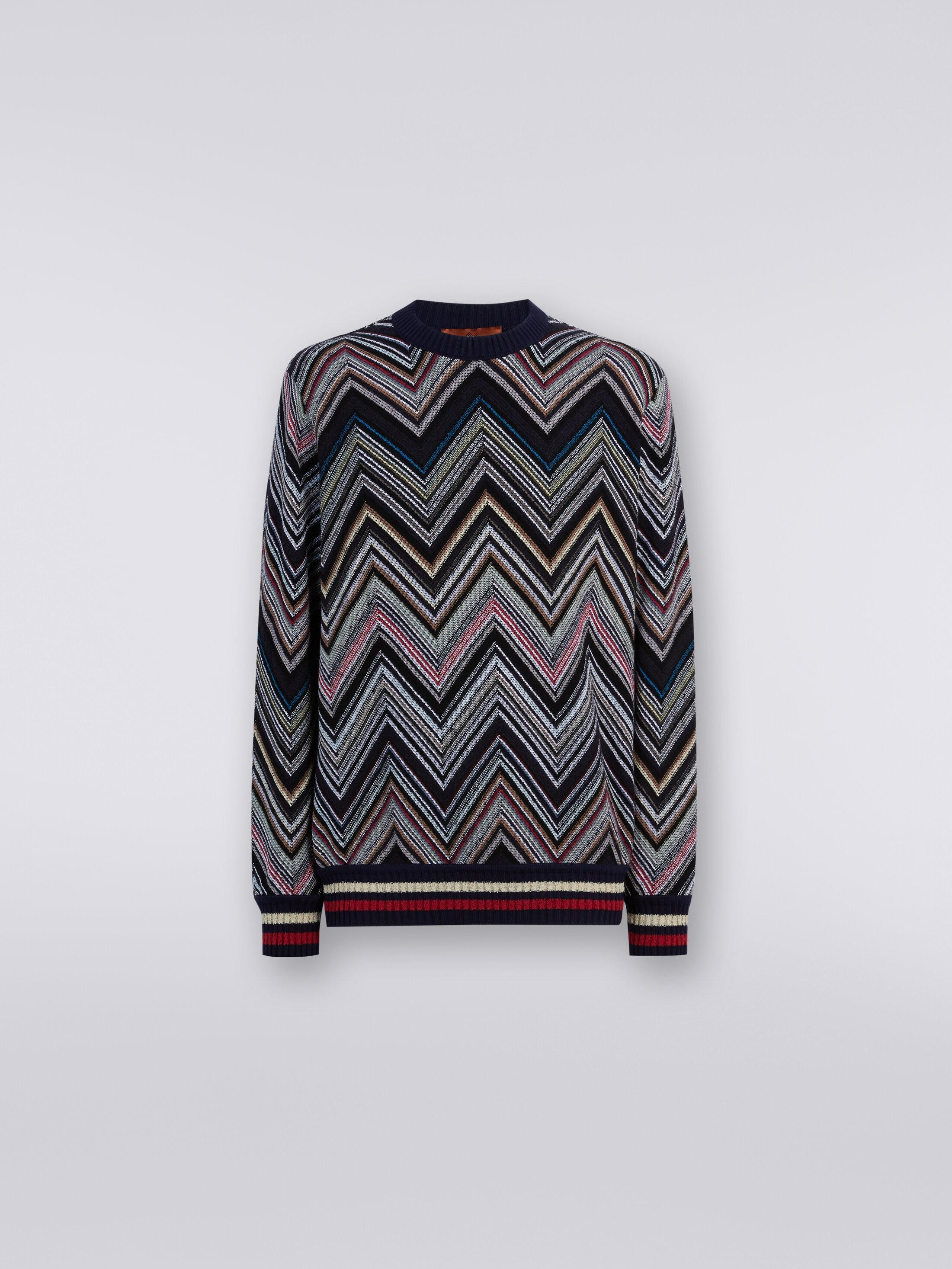 Crew-neck pullover in chevron cotton blend Product Image