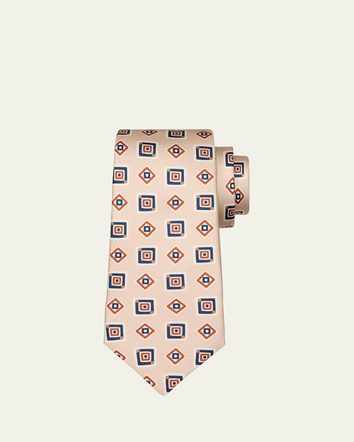 Mens 7-Fold Geometric Square Silk Tie Product Image