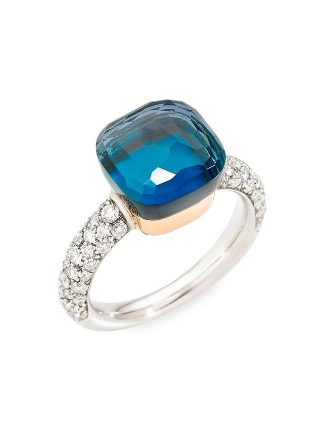 Womens Nudo 18K Two-Tone Gold, London Blue Topaz Doublet & Diamond Classic Ring Product Image