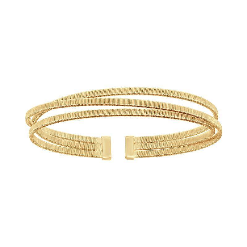 Sterling Silver Wire Cuff Bracelet, Womens 14k Gold Plated Product Image