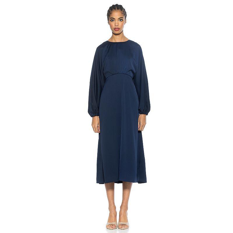 Womens ALEXIA ADMOR Constance Draped Dolman Sleeve Fit And Flare Dress Blue Product Image