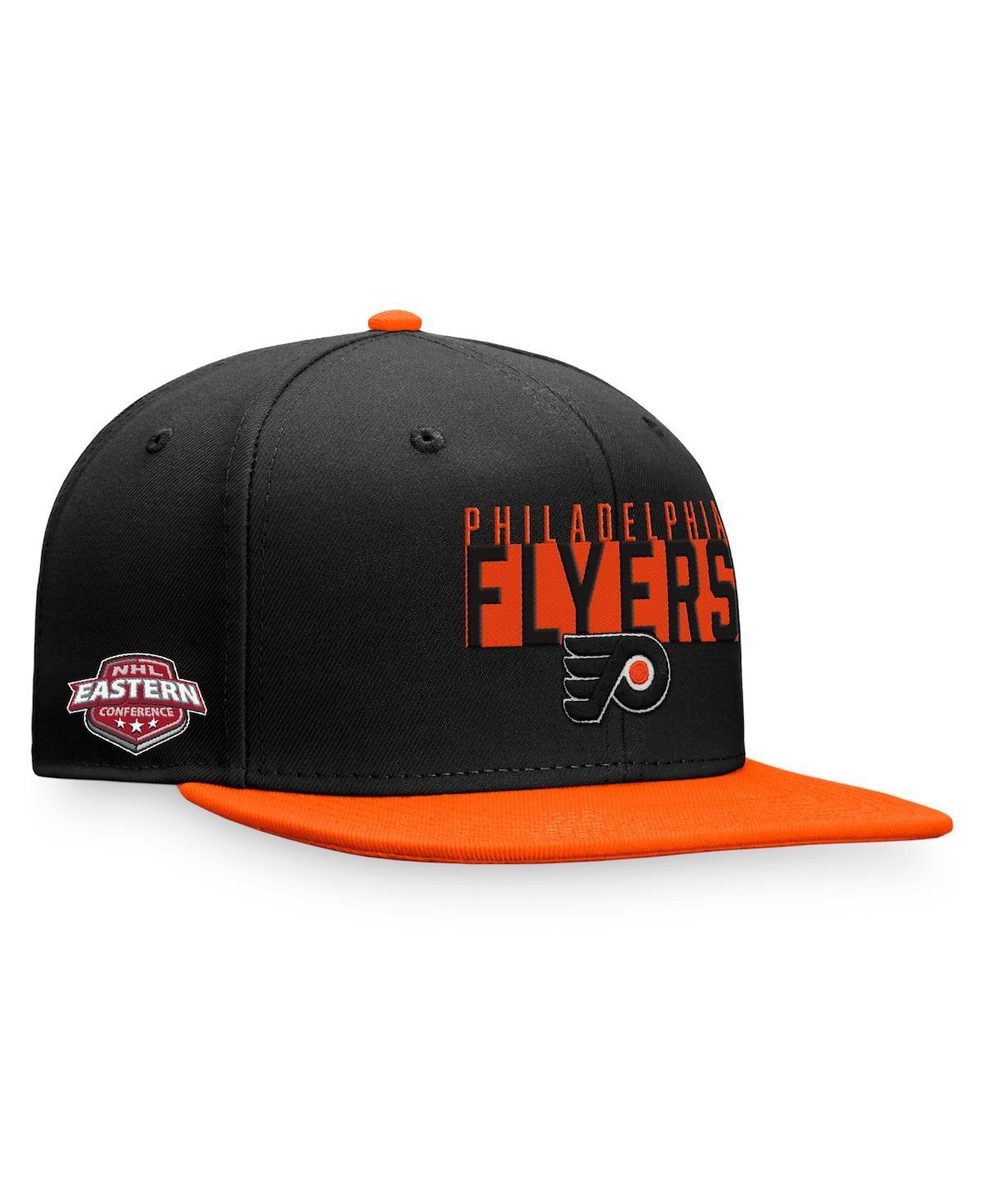 Mens Fanatics Branded Black/Orange Philadelphia Flyers Fundamental Colorblocked Snapback Hat Product Image