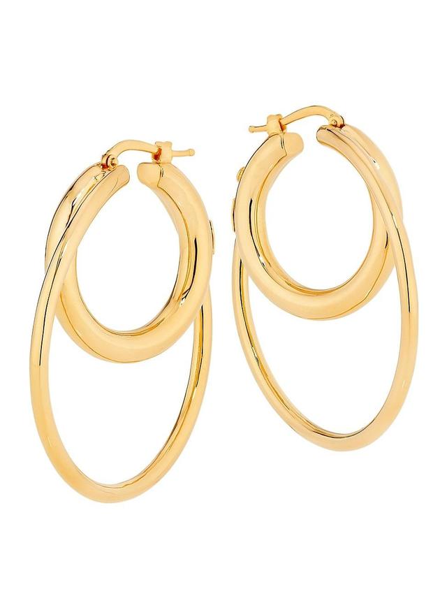 Womens 18K Yellow Gold Medium Double Hoop Earrings Product Image