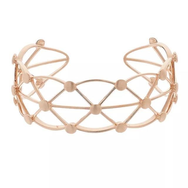 18k Rose Gold Over Silver Lattice Cuff Bracelet, Womens, Pink Tone Product Image