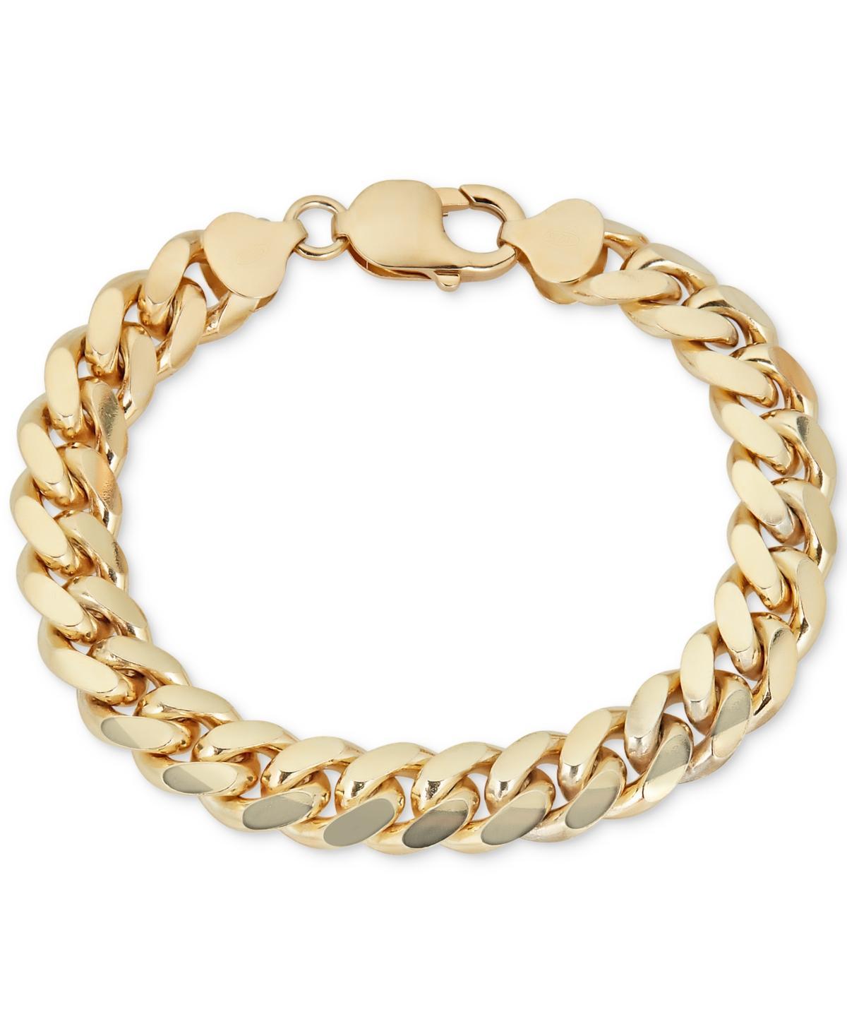 Mens Solid Cuban Link Bracelet in 14k Gold-Plated Sterling Silver Product Image