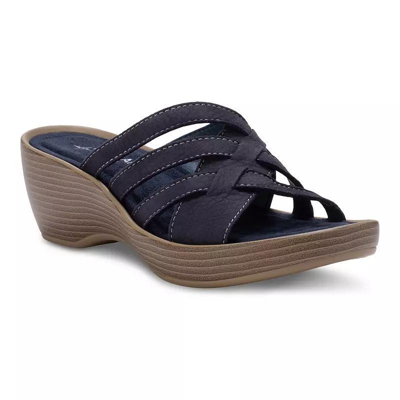 Eastland Poppy Womens Wedge Slide Sandals Blue Product Image