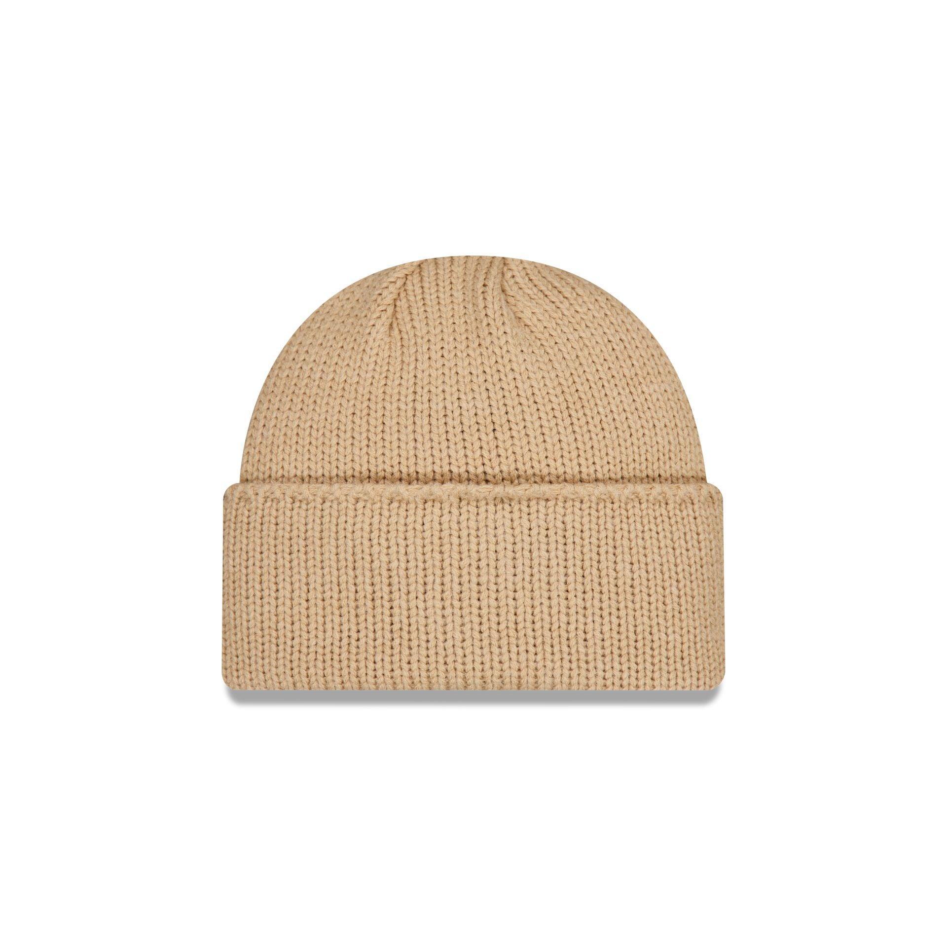 New Era Beige Wide Cuff Knit Beanie Male Product Image