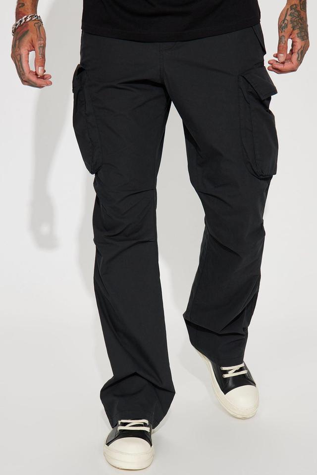 Slim Flare Cargo Parachute Pants - Black Product Image