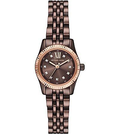 Michael Kors Womens Lexington Three-Hand Chocolate Stainless Steel Watch 26mm - Chocolate Product Image