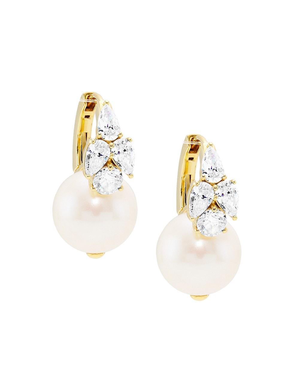 Womens Versailles 18K-Gold-Plated, Cubic Zirconia & Cultured Freshwater Pearl Drop Earrings Product Image