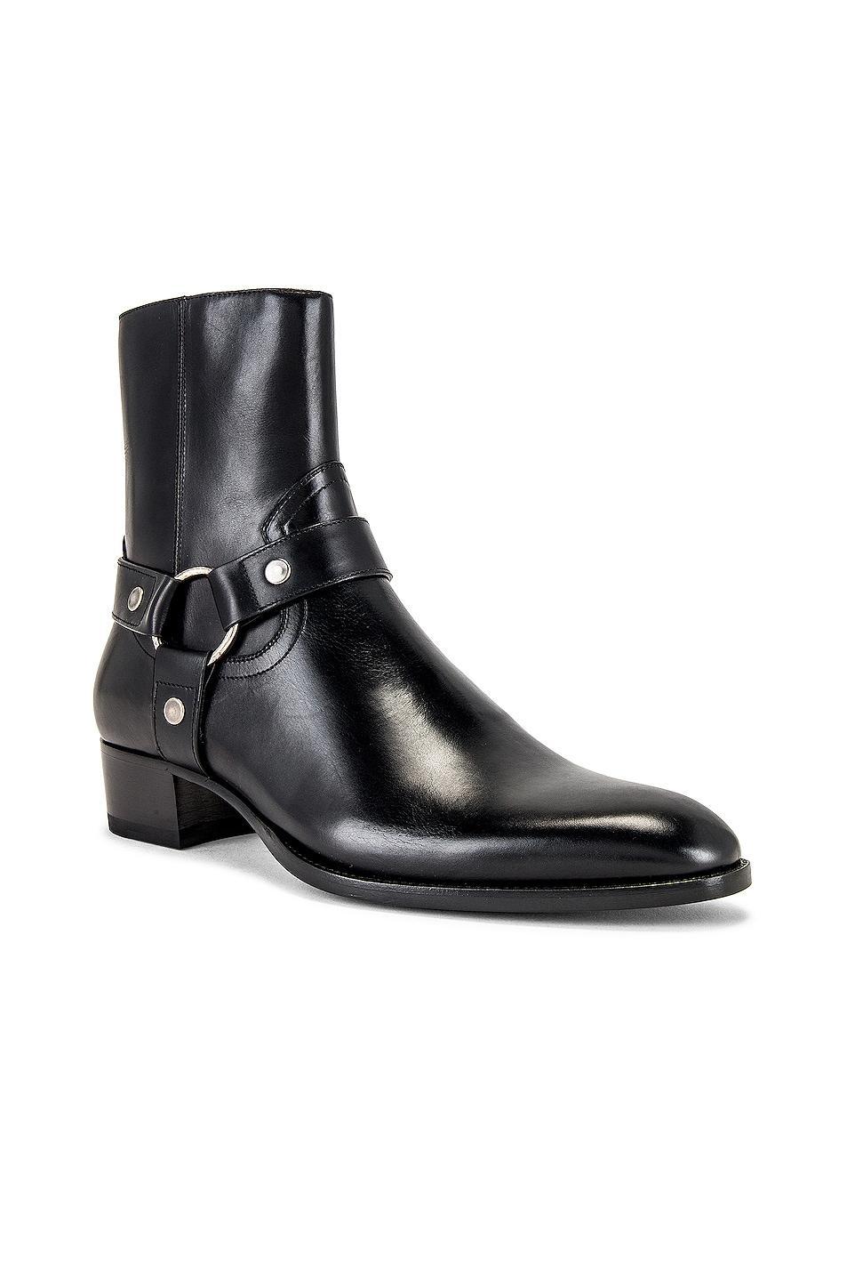 Saint Laurent Mens Wyatt Leather Harness Boots Product Image