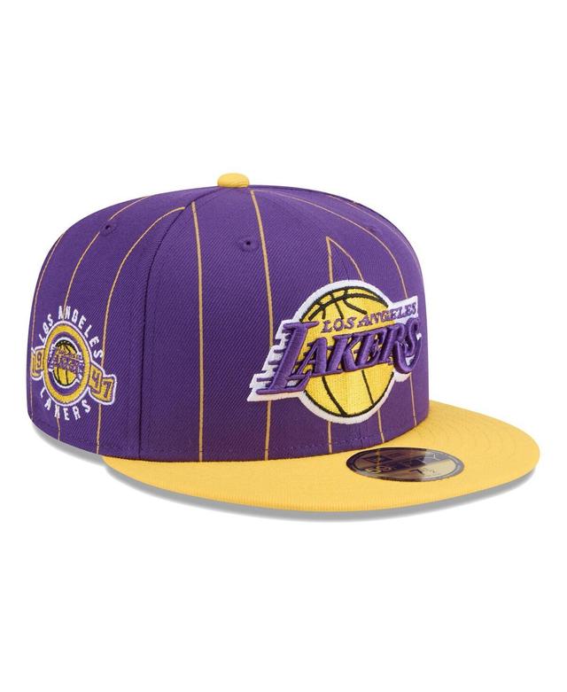 Mens New Era /Gold Los Angeles Lakers Pinstripe Two-Tone 59FIFTY Fitted Hat Product Image