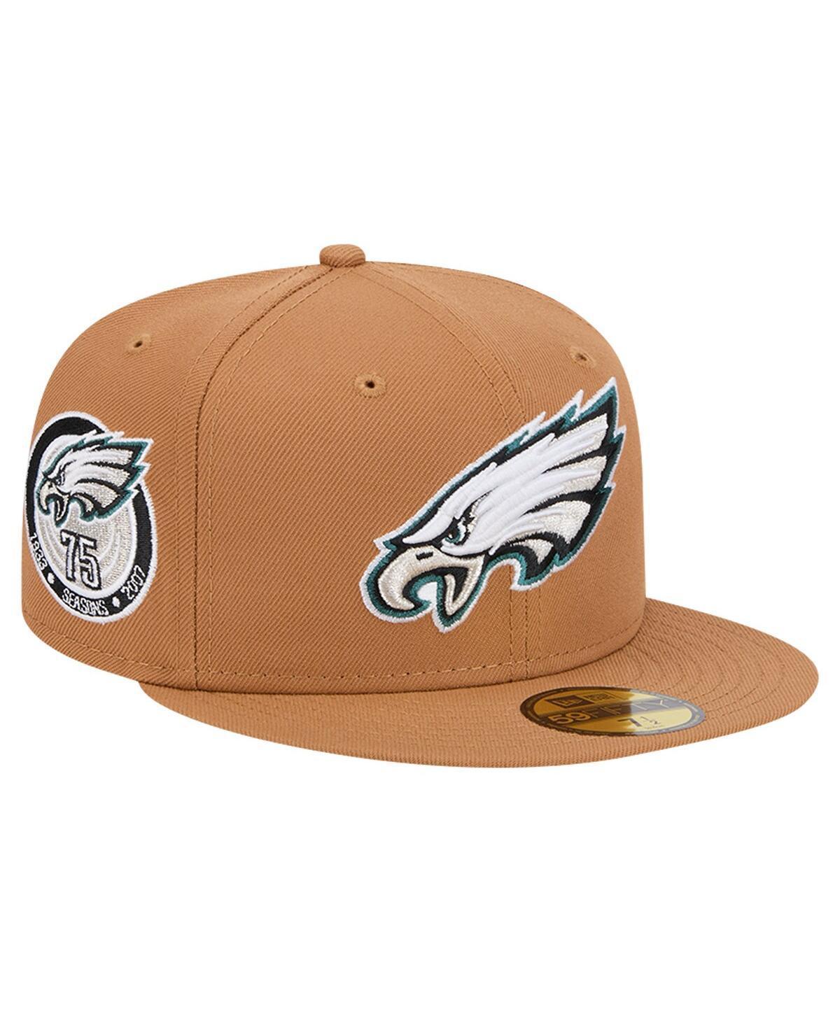 New Era Mens Tan Philadelphia Eagles Color Pack 59FIFTY Fitted Hat with Side Patch Product Image