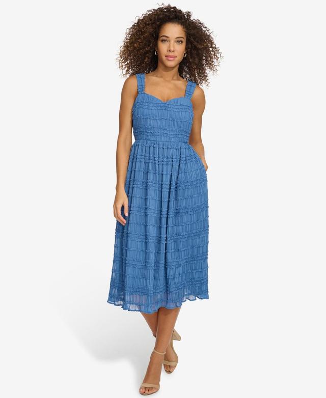 Women's Textured Sweetheart-Neck Midi Dress Product Image