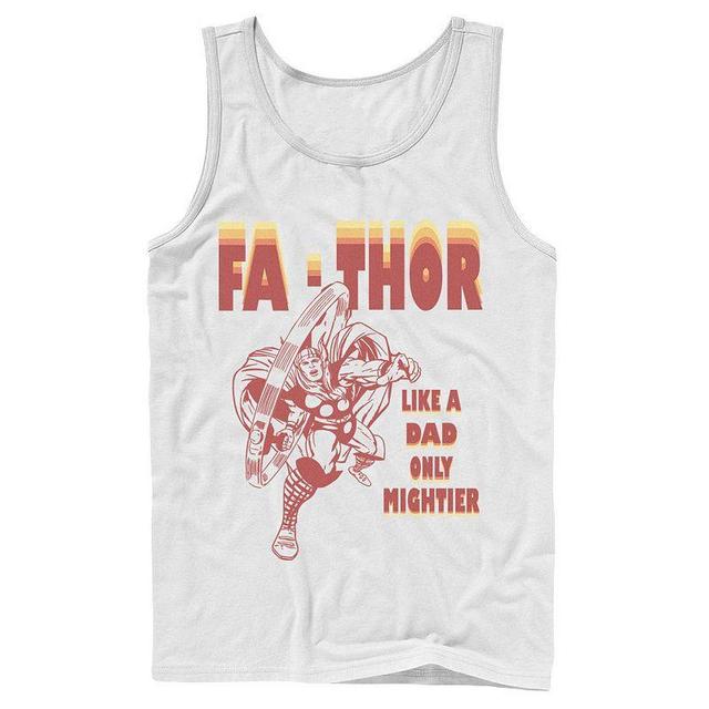 Mens Marvel Fa-Thor Like A Dad Only Mightier Retro Fathers Day Tank White Product Image