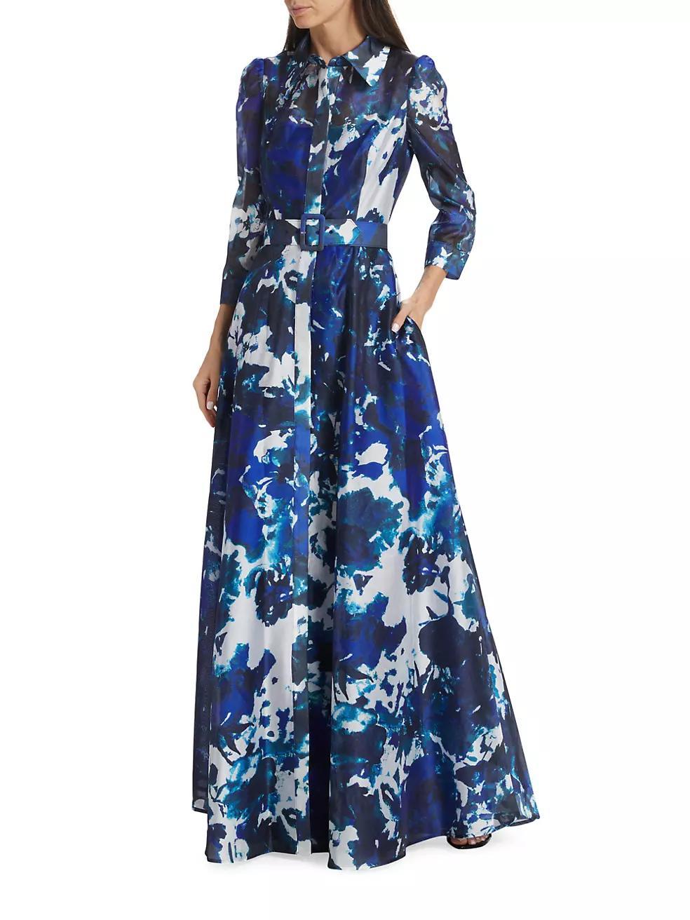 Floral Belted Shirtdress Gown Product Image