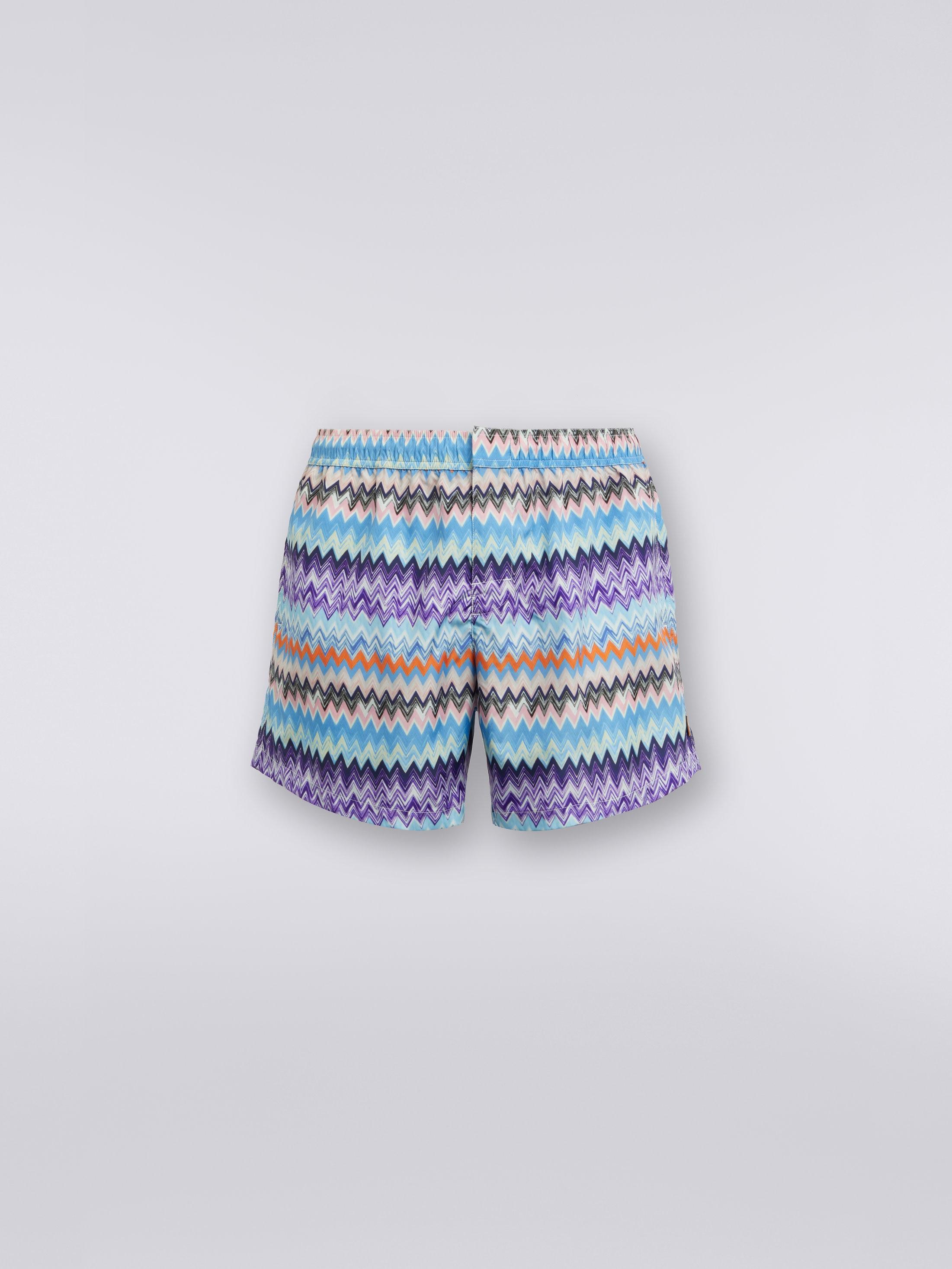 Technical fabric swimming trunks with chevron print Product Image