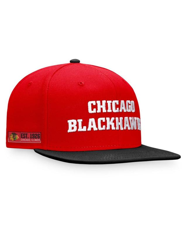 Mens Fanatics Branded /Black Chicago Blackhawks Iconic Color Blocked Snapback Hat Product Image