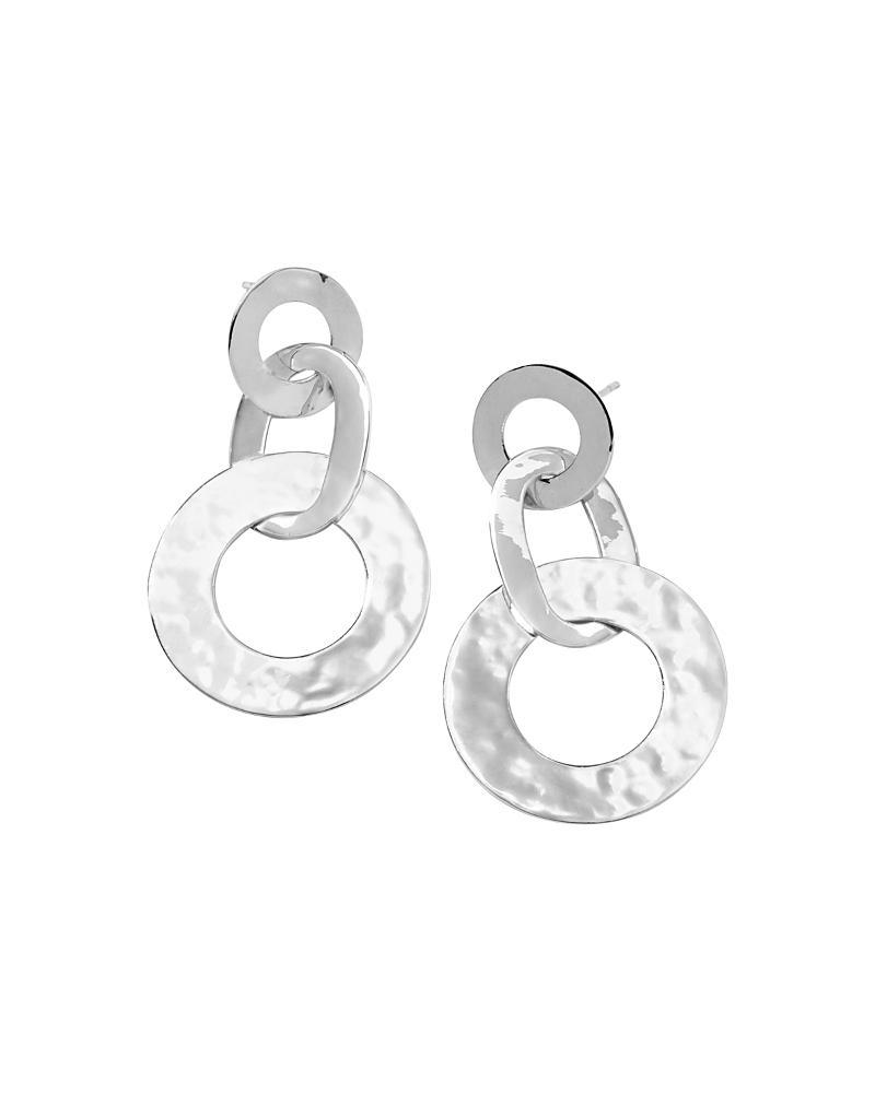 Womens Classico Sterling Silver Hammered Triple Roma Link Circle Drop Earrings - Silver - Silver Product Image