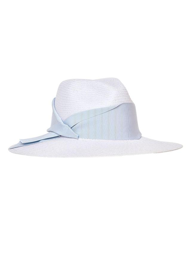 Womens Gardenia Asymmetric Grosgrain-Trimmed Straw Fedora Product Image