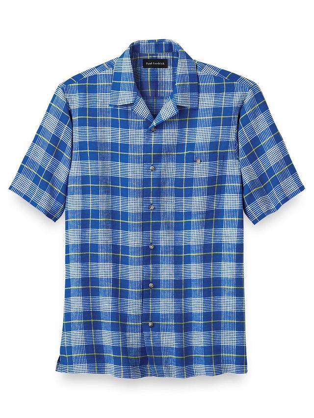 Slim Fit Linen Glen Plaid Casual Shirt Product Image