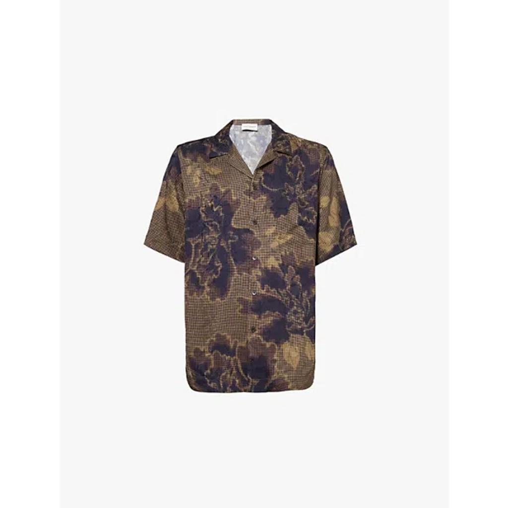 DRIES VAN NOTEN Mens Brown Carltone Jacquard-pattern Regular-fit Woven Shirt In 703 - Brown Product Image