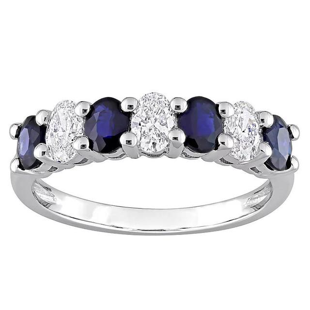 Stella Grace 14k White Gold Sapphire & 1/2 CT T.W. Diamond Semi-Eternity Ring, Womens 14k Whgold Product Image