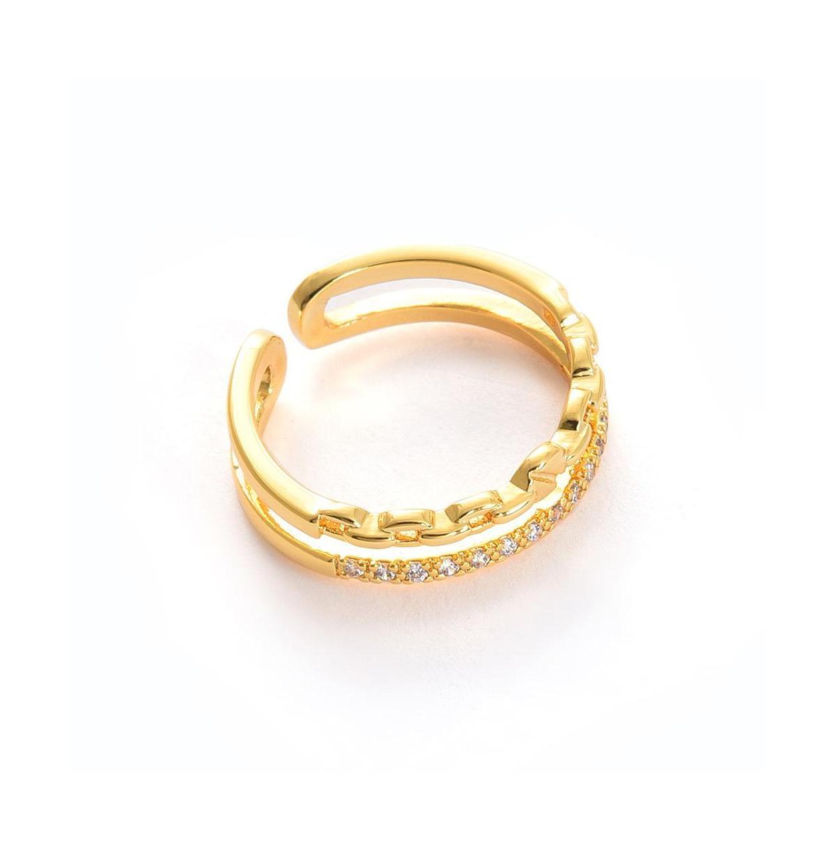 Sohi Womens Gold Minimal Metallic Open Ring Product Image