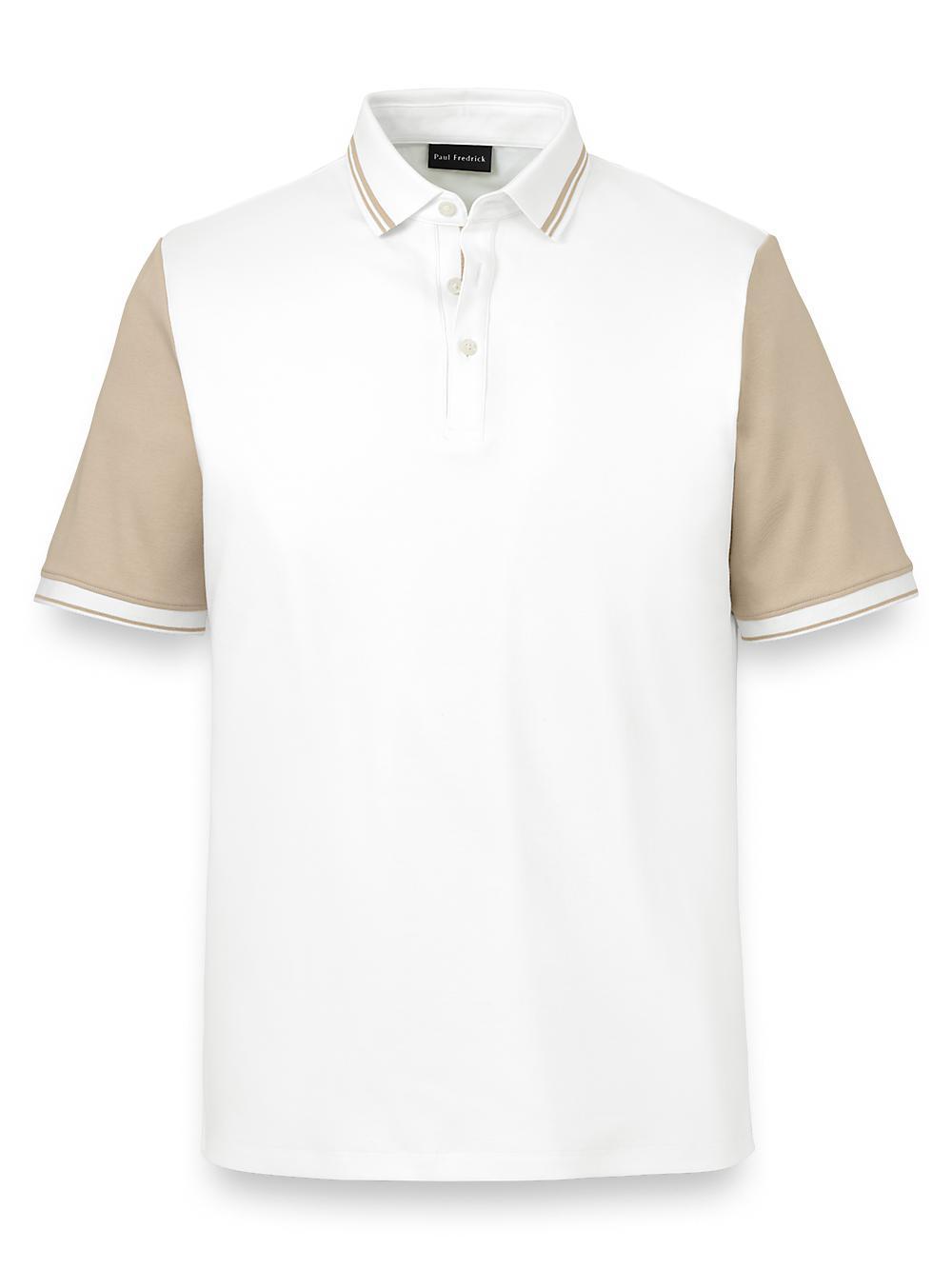 Cotton Three Button Polo - White Product Image