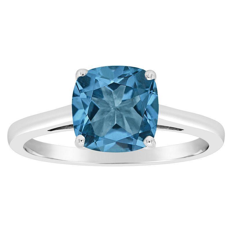 Alyson Layne 14k Gold Cushion London Blue Topaz Solitaire Ring, Womens Product Image