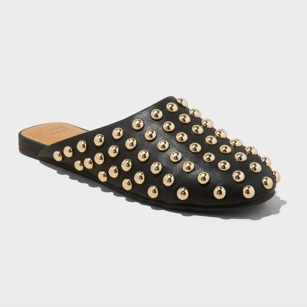 Women's Channing Studded Slip On Mule Flats with Memory Foam Insole - A New Day™ Jet Black 10 Product Image