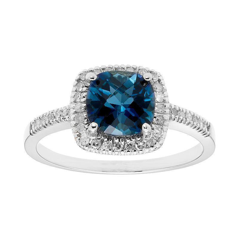 London Blue Topaz 10K Gold & 1/5 Carat T.W. Diamond Frame Ring, Womens Product Image