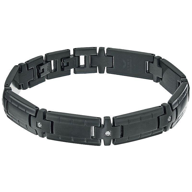 Mens LYNX Black Ion-Plated Stainless Steel Cubic Zirconia Bracelet Product Image