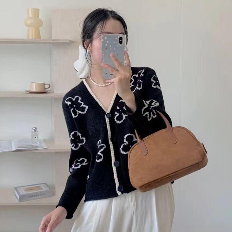 V-Neck Floral Cardigan Product Image