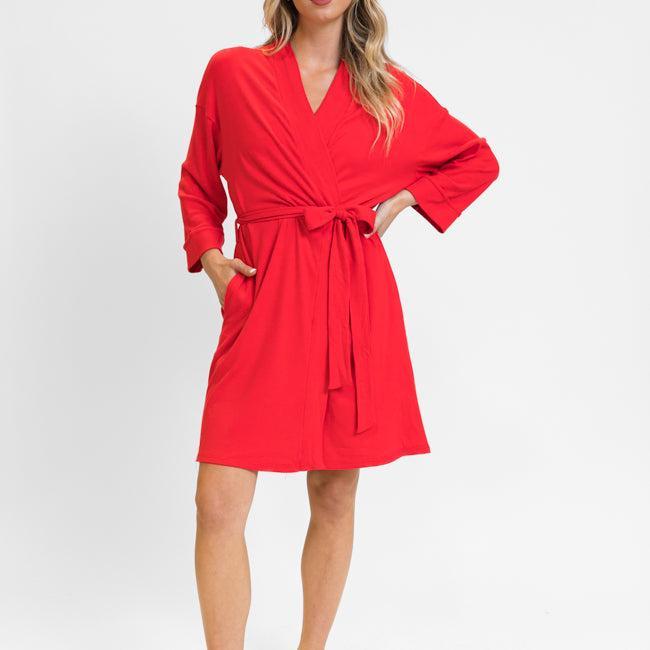 Drifting Off Red Ribbed Robe Product Image