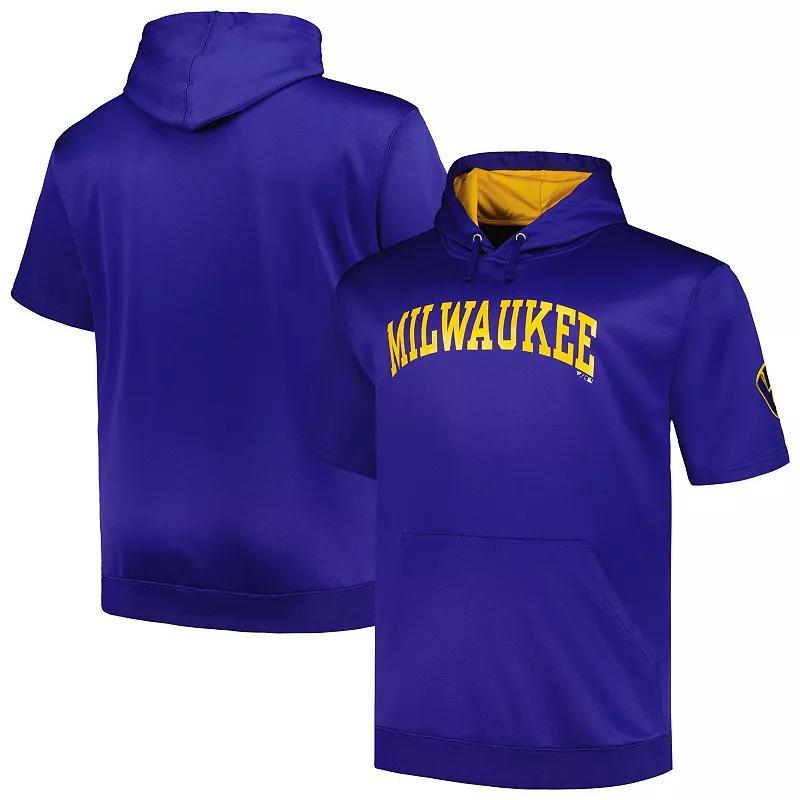 Mens Profile Royal Milwaukee Brewers Big & Tall Contrast Short Sleeve Pullover Hoodie Product Image