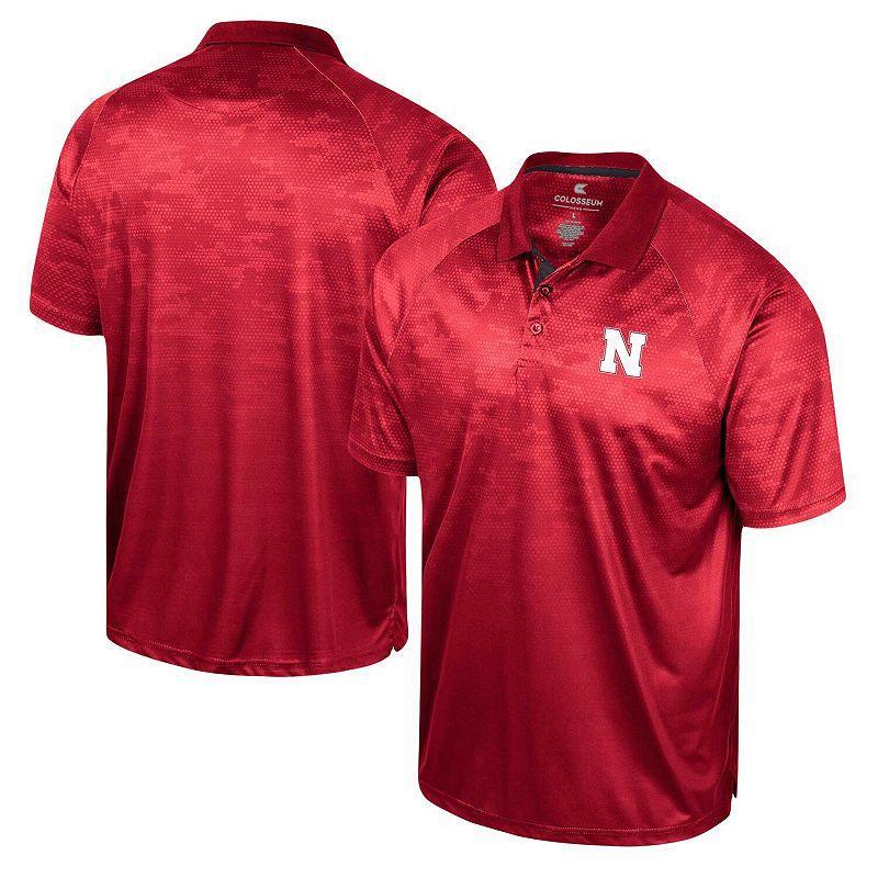 Mens Colosseum Scarlet Nebraska Huskers Honeycomb Raglan Polo Product Image